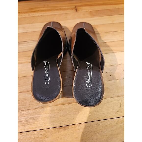 Coldwater Creek western Womens leather Mule size 6.5 natural Leather Brown Clogs - Picture 6 of 8
